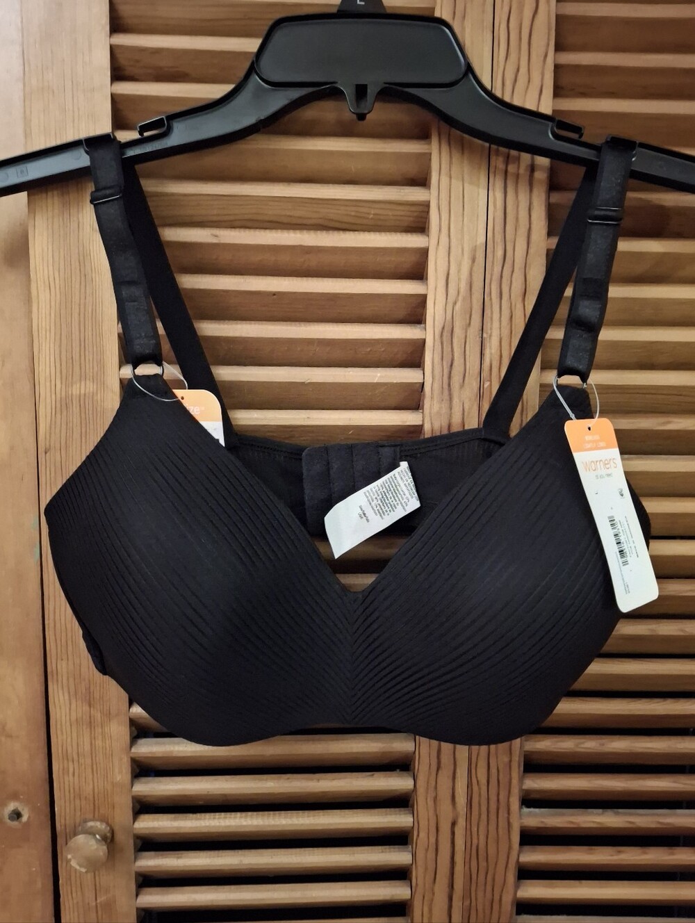 Warners Blissful Benefit WOM L Breaths Wireless T-Shirt Bra Black W Form Fit NWT